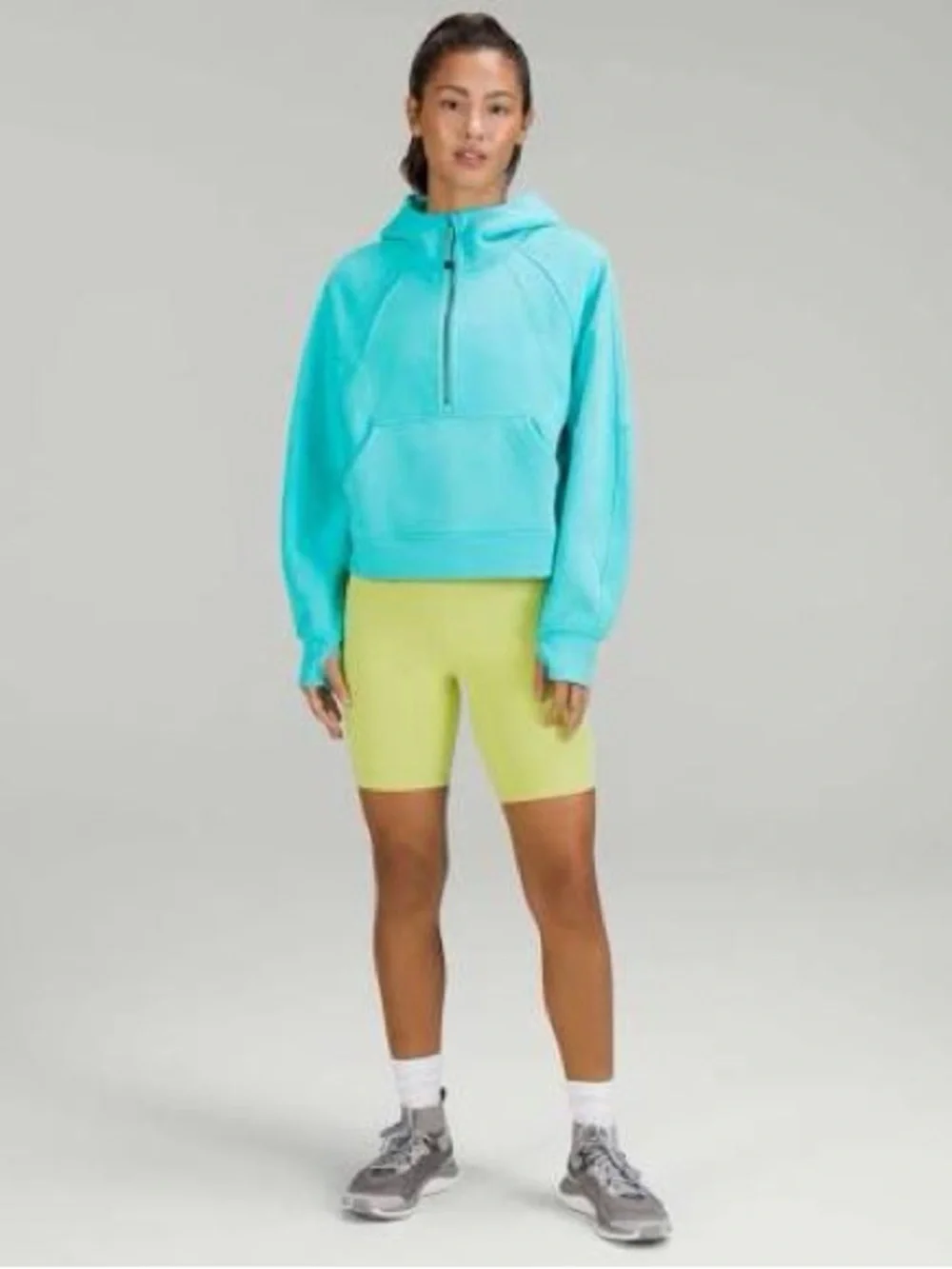 NWT Lululemon 1/2 Zip Scuba Oversized Hoodie - Electric Turquoise - XS/S - Rare!